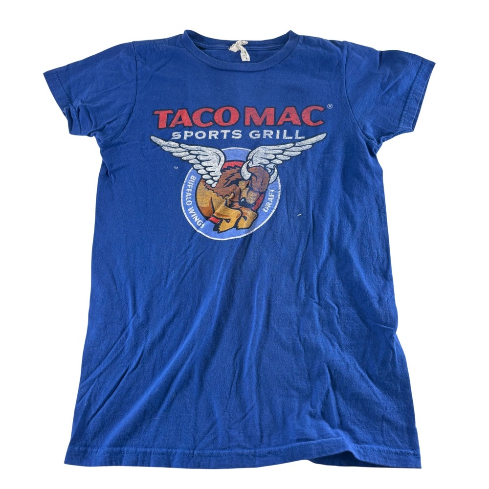 District Taco Mac Sports Grill Blue Graphic T-Shirt Small Buffalo Wings Draft